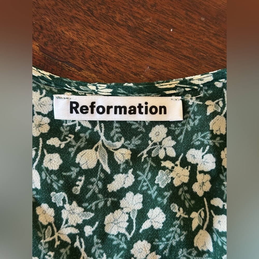 Reformation Susanna Midi Dress Vancouver Green Floral Size Small - see condition - Picture 6 of 13